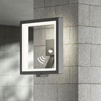 Lucande LED-Außenwandlampe Square, graphitgrau, mit Sensor