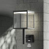 Lampenwelt.com LED buitenwandlamp Cube, grafiet, met sensor