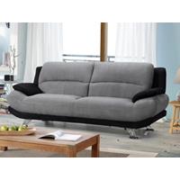 Kauf-Unique Sofa 3-Sitzer Microfaser MUSKO - Grau-Schwarz