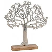 Metalen decoratie boom op standaard 33 cm Zilver