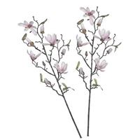 2x Licht roze Magnolia/beverboom kunsttakken kunstplanten 175 cm - Kunstplanten/kunsttakken - Kunstbloemen boeketten