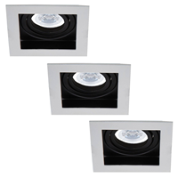 HOFTRONIC™ 3x Durham dimbare LED inbouwspots - Kantelbaar - Vierkant - Verzonken - Wit - 5W - GU10 - Plafondspots - 2700K warm licht - IP20