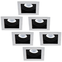 HOFTRONIC™ 6x Durham dimbare LED inbouwspots - Kantelbaar - Vierkant - Verzonken - Wit - 5W - GU10 - Plafondspots - 2700K warm licht - IP20