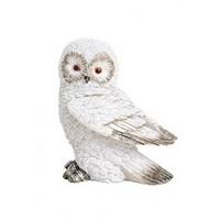 Wit sneeuwuil vogel decoratie beeldje 13 cm - Woondecoratie - Decoratiebosdieren beeldjes - Uilen beeldjes