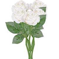 5x Witte rozen/roos kunstbloemen 27 cm Wit