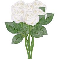 6x Witte rozen/roos kunstbloemen 27 cm Wit