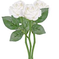 3x Witte rozen/roos kunstbloemen 27 cm Wit