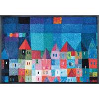 Wash+dry Fußmatte Colourful Houses waschbar 50x75cm