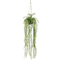 Shoppartners Groene Ficus Pumila kunstplant 60 cm in hangende pot Groen