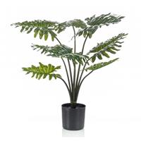 Shoppartners Kantoor kunstplant groene Philodendron 60 cm in zwarte pot Groen