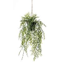 Shoppartners Groene bamboe kunstplant 50 cm in hangende pot Groen