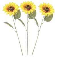 3x Gele zonnebloemen kunstbloemen 62 cm Geel