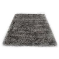 Teppich GLOSSY, Grau, 80 x 150 cm, Polyester, Uni, merinos, rechteckig, Höhe: 70 mm