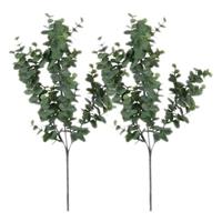 Shoppartners 2x Grijs/groene Eucalyptus kunsttakken kunstplant 65 cm Groen