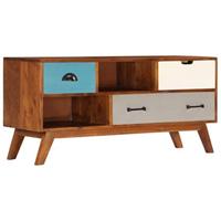 vidaXL TV-Schrank mit 3 Schubladen 110 x 35 x 50 cm Akazienholz Massiv Mehrfarbig