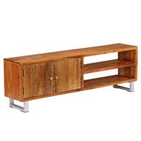 vidaXL TV-Schrank Massivholz Geschnitzte Türen 140 x 30 x 40 cm Braun