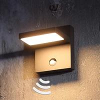 Lampenwelt.com LED-Außenwandlampe Silvan, dunkelgrau, mit Sensor
