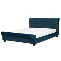 Beliani Gestoffeerd bed blauw met lattenbodem 160 x 200 cm AVALLON