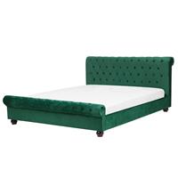 Beliani Gestoffeerd bed groen, lattenbodem 160 x 200 cm AVALLON