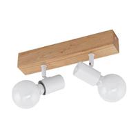 EGLO LED-Spotleuchte Townshend 3 mit 2 Lampen Holz Weiß und  Beige