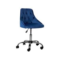 beliani Arbeitshocker Marineblau Samt Modern Chesterfield Stil Höhenverstellbar Drehbar Rollbar Home-Office Büro Arbeitszimmer Ausstattung Sitzmöbel - Schwarz