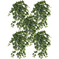 Shoppartners 5x Groene/witte Hedera Helix/klimop kunstplant 65 cm voor buiten Groen