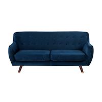 beliani Modernes 3er Retro-Sofa aus Samtstoff in Marineblau Bodo - Blau