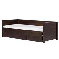 Beliani Bed uitschuifbaar donkerbruin hout 90x200 cm CAHORS