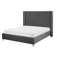 Beliani LUBBON Tweepersoonsbed Grijs Fluweel 160x200