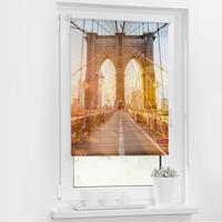 Lichtblick Rollo Klemmfix, ohne Bohren, blickdicht, Brooklyn Bridge - Orange, 90 x 150 cm (B L)