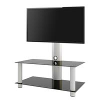 VCM TV-Rack Lowboard Konsole Fernsehtisch TV Möbel Glastisch Tisch mobil fahrbar, schwarzglas