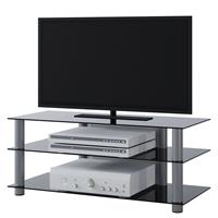 VCM TV-Rack Lowboard Konsole Fernsehtisch TV Möbel Bank Glastisch Tisch Schrank, schwarzglas