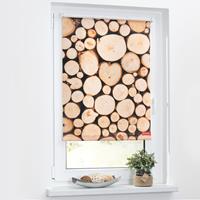 Lichtblick Rollo Klemmfix, ohne Bohren, blickdicht, Holzstapel - Braun, 60 x 150 cm (B L)