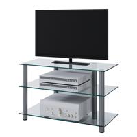 VCM TV-Rack Lowboard Konsole Fernsehtisch TV Möbel Bank Glastisch Tisch Schrank, klarglas