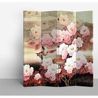 Fine Asianliving Kamerscherm Scheidingswand 4 Panelen Roze Bloemen