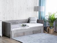 beliani Klassisches Tagesbett ausziehbar Gummibaumholz grau Cahors - Grau