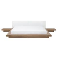 Beliani ZEN Tweepersoonsbed Licht houtkleur MDF met fineer 160x200