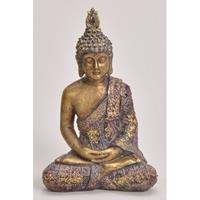 Goud boeddha beeldje zittend 20 cm Goudkleurig