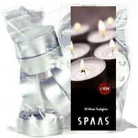 Candles by Spaas 10x Witte maxi theelichtjes/waxinelichtjes 10 branduren in zak Wit