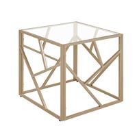 beliani Quadratischer Beistelltisch industrielles Design Glas gold Orland - Gold