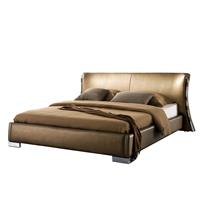 Beliani Bed leer goud met lattenbodem 140 x 200 cm PARIS