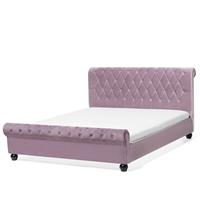 Beliani Bed fluweelstof roze 140 x 200 cm AVALLON