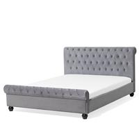 Beliani - Stilvolles Bett Polsterbezug Samtstoff Chesterfield Style hellgrau 140x200 - Grau