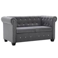 VidaXL Tweezitsbank Chesterfield-stijl 146x75x72 cm fluweel grijs