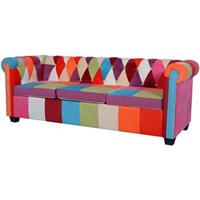 vidaXL Chesterfield Sofa 3-Sitzer Stoff Mehrfarbig