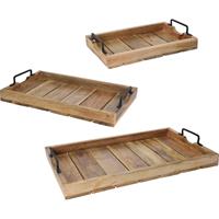 3x Mangohouten dienbladen/serveerbladen 58 cm Bruin