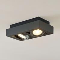 Arcchio LED plafondspot Ronka, GU10, 2 lampje, donkergr