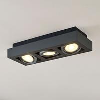 Arcchio LED plafondspot Ronka, GU10, 3 lampje, donkergr