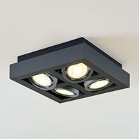 Arcchio LED-Deckenstrahler Ronka, 4-fl., quadratisch, grau