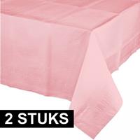 2x Lichtroze tafelkleden 274 x 137 cm Roze